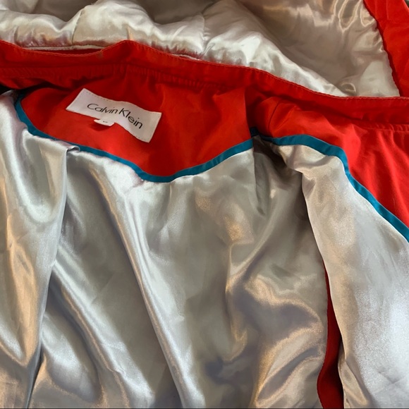 Calvin Klein Red Down Jacket Zipper Hoodie XS. B - Picture 8 of 9